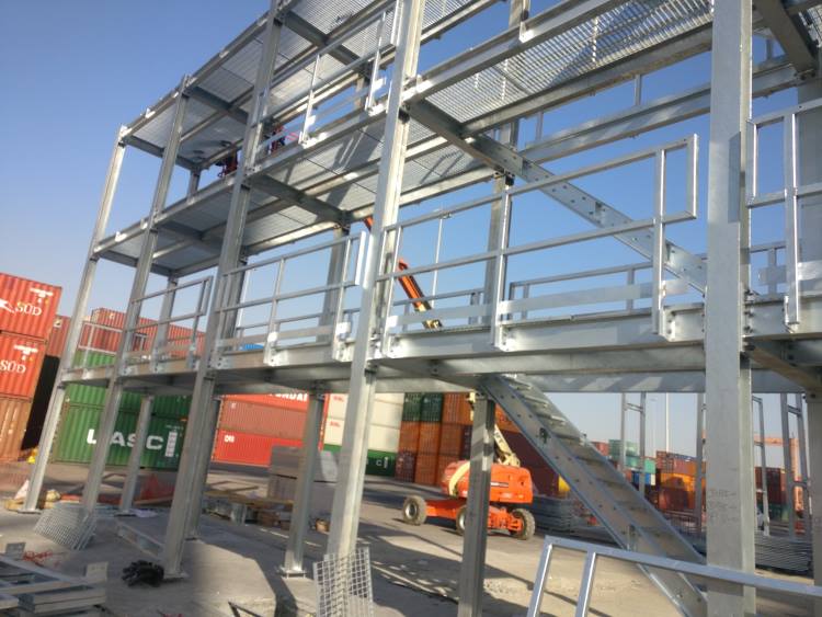 Container Reefer Rack Steel Scalffolding,Shuaiba Container Terminal,Kuwait: Structures On site Erection On-going under Supervision and Guidance of ZHM Huawu Steel's Representative  