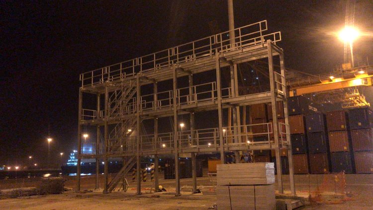 Container Reefer Rack Steel Scalffolding,Shuaiba Container Terminal,Kuwait: Structures On site Erection On-going under Supervision and Guidance of ZHM Huawu Steel's Representative  