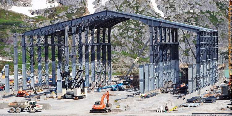 High_Grade_Gold_Mine_Process_Building_Steel _Structure_Plant_Canada_03-Main-processing-workshop-installation