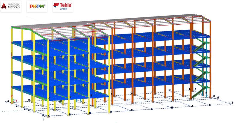Pre-manufactured Steel Structure Buildings: Design in 3D BIM Models of AutoCAD/PKPM/Tekla