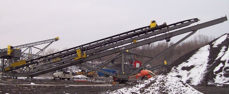 Screen Station Buildings and Screen Feed&Discharge Conveyors Steel Structures: 36” x 100’-150’ Telescoping Radial Stacker 