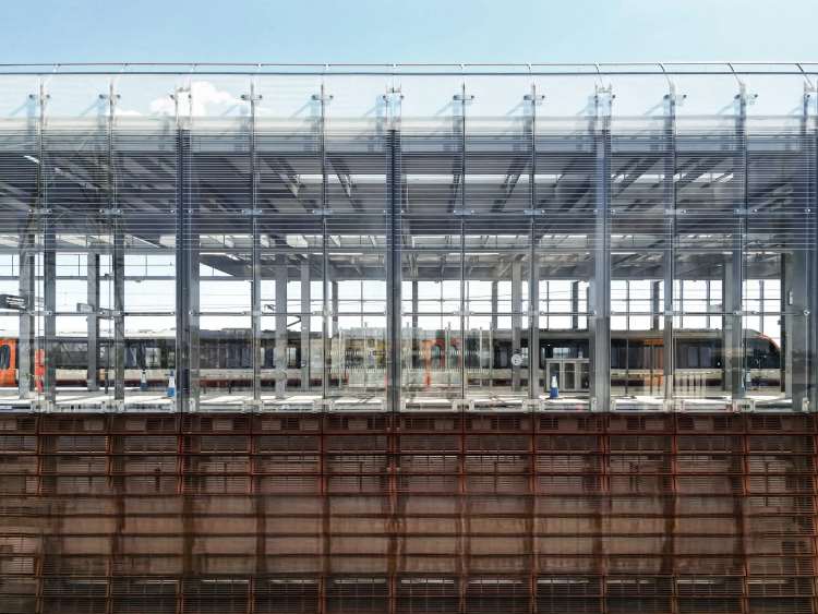Train station Atrium Box Glazed Facade Platform and Canopies  | Architecturally Exposed Steel